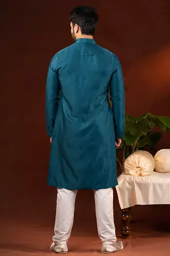 Teal embroidery kurta pajama