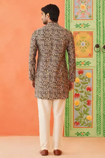 Beige batik print kurta