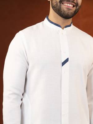 White cotton kurta with denim detailing set 2