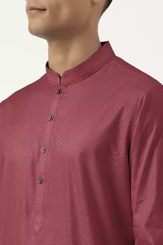 Scarlet red asymmetrical  cotton kurta pajama