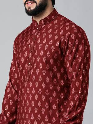 Red block printed kurta pajama 5