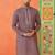 Earthy purple printed kurta pajama with abla embroidery