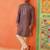 Earthy purple printed kurta pajama with abla embroidery