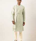Pistachio green embroidery angrakha kurta pajama