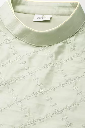Pistachio green embroidery angrakha kurta pajama