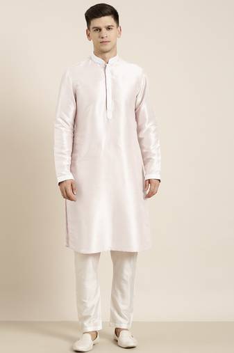 Light pink embroidered kurta pajama