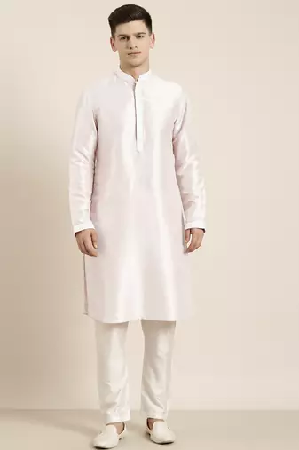 Light pink embroidered kurta pajama