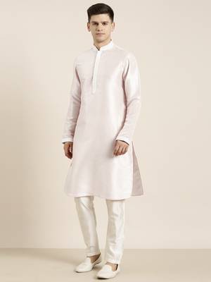 Light pink embroidered kurta pajama 3