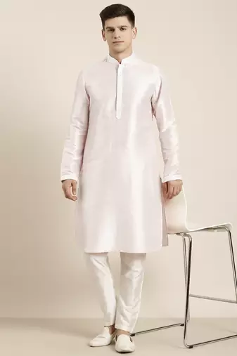 Light pink embroidered kurta pajama