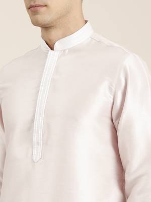 Light pink embroidered kurta pajama 5