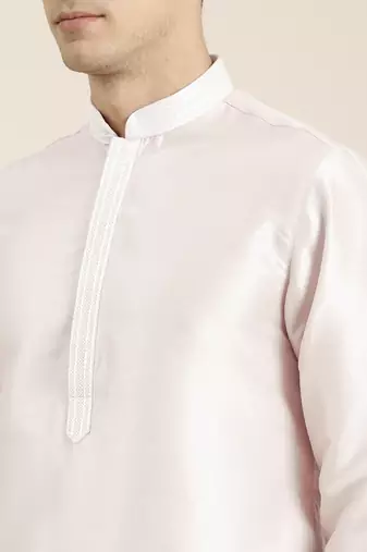 Light pink embroidered kurta pajama