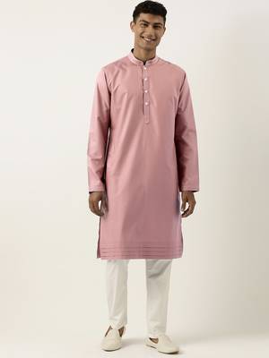 Rose pink cotton kurta pajama 1