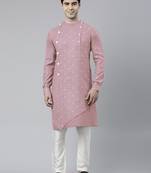 Pink design asymmetrical kurta pajama
