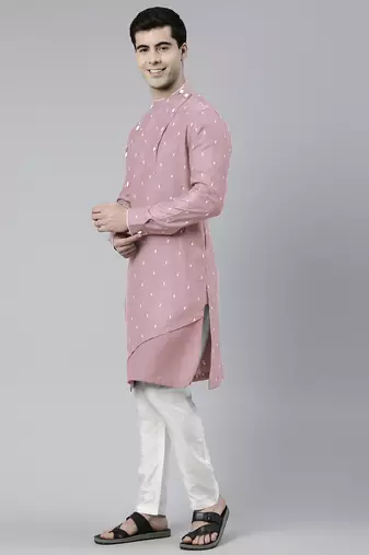 Pink design asymmetrical kurta pajama