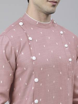 Pink design asymmetrical kurta pajama 5