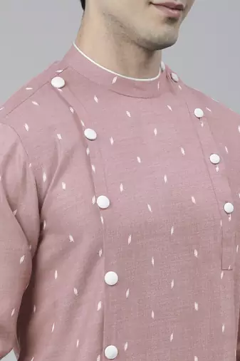 Pink design asymmetrical kurta pajama