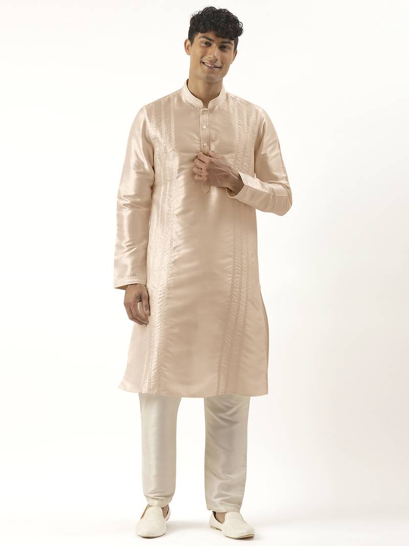 cream embroidered kurta pajama