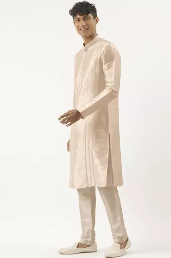 cream embroidered kurta pajama