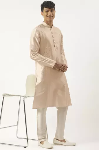 cream embroidered kurta pajama