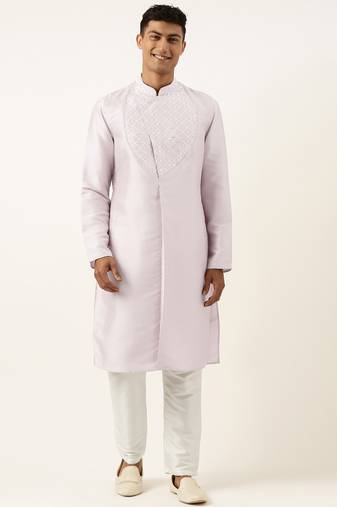 Light pink embroidery angrakha kurta pajama