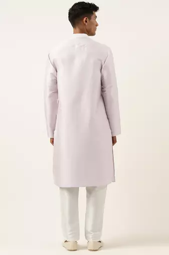 Light pink embroidery angrakha kurta pajama