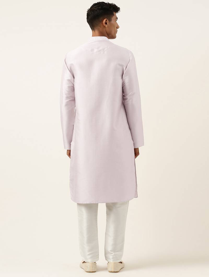 Light pink embroidery angrakha kurta pajama