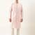 Pink cotton front open embroidered kurta pajama