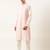 Pink cotton front open embroidered kurta pajama