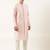 Pink cotton front open embroidered kurta pajama