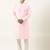 Baby pink pure cotton pathani kurta pajama with patch pocket