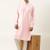 Baby pink pure cotton pathani kurta pajama with patch pocket
