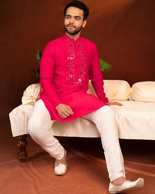 Mirror embroidery kurta pajama 5