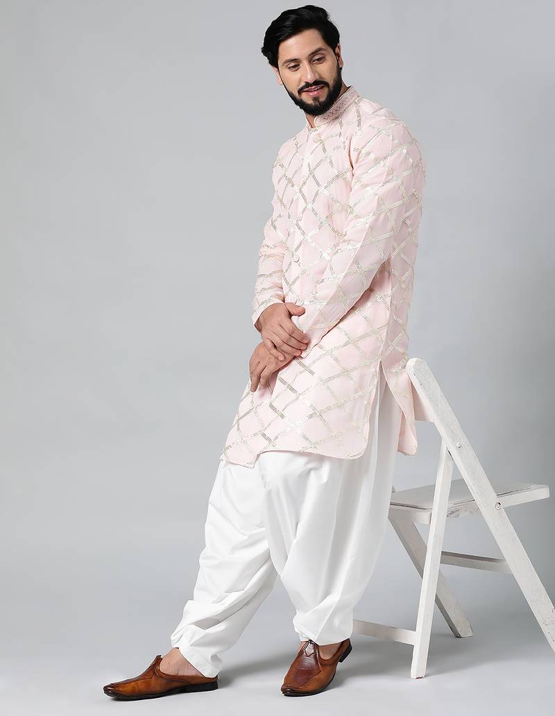 Baby pink gota embroidery kurta pajama