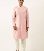 Peach embroidery angrakha kurta pajama