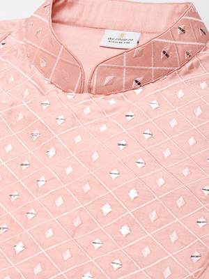 Peach embroidery angrakha kurta pajama 3