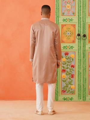 Brown embroidered kurta pajama 2