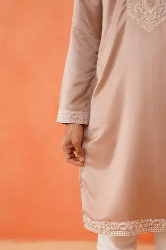 Brown embroidered kurta pajama