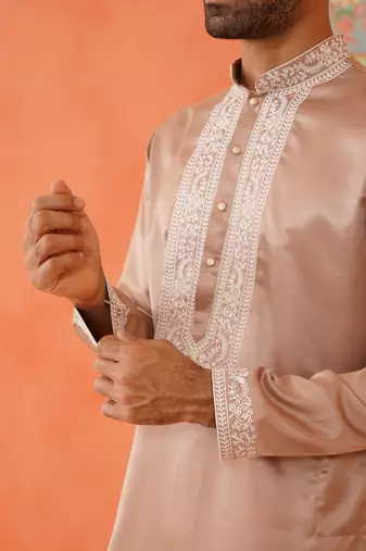 Brown embroidered kurta pajama
