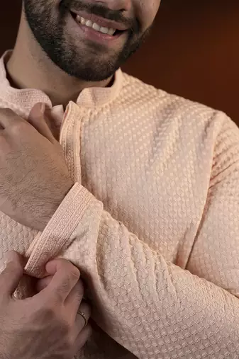Peach chikankari kurta pajama