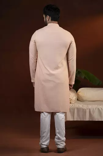 Peach chikankari kurta pajama