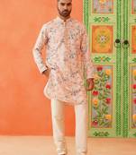 Peach printed kurta pajama