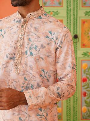 Peach printed kurta pajama 3