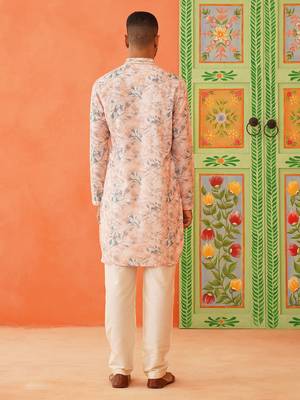 Peach printed kurta pajama 5