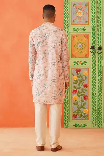 Peach printed kurta pajama