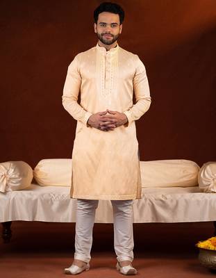 Yellow embroidery kurta pajama 1