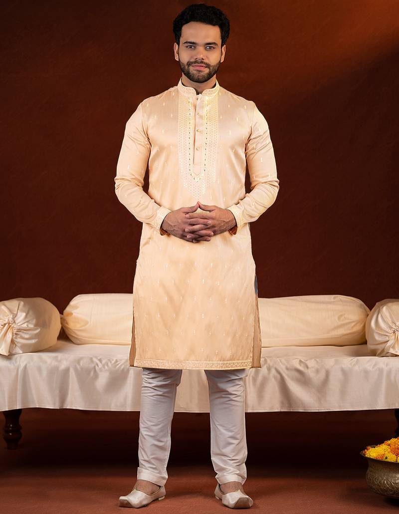 Yellow embroidery kurta pajama