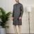 Navy jacquard embroidered kurta pajama