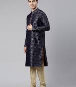 Navy banarasi fesive kurta pajama