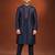 Navy pashmina embroidered kurta pajama