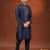 Navy pashmina embroidered kurta pajama